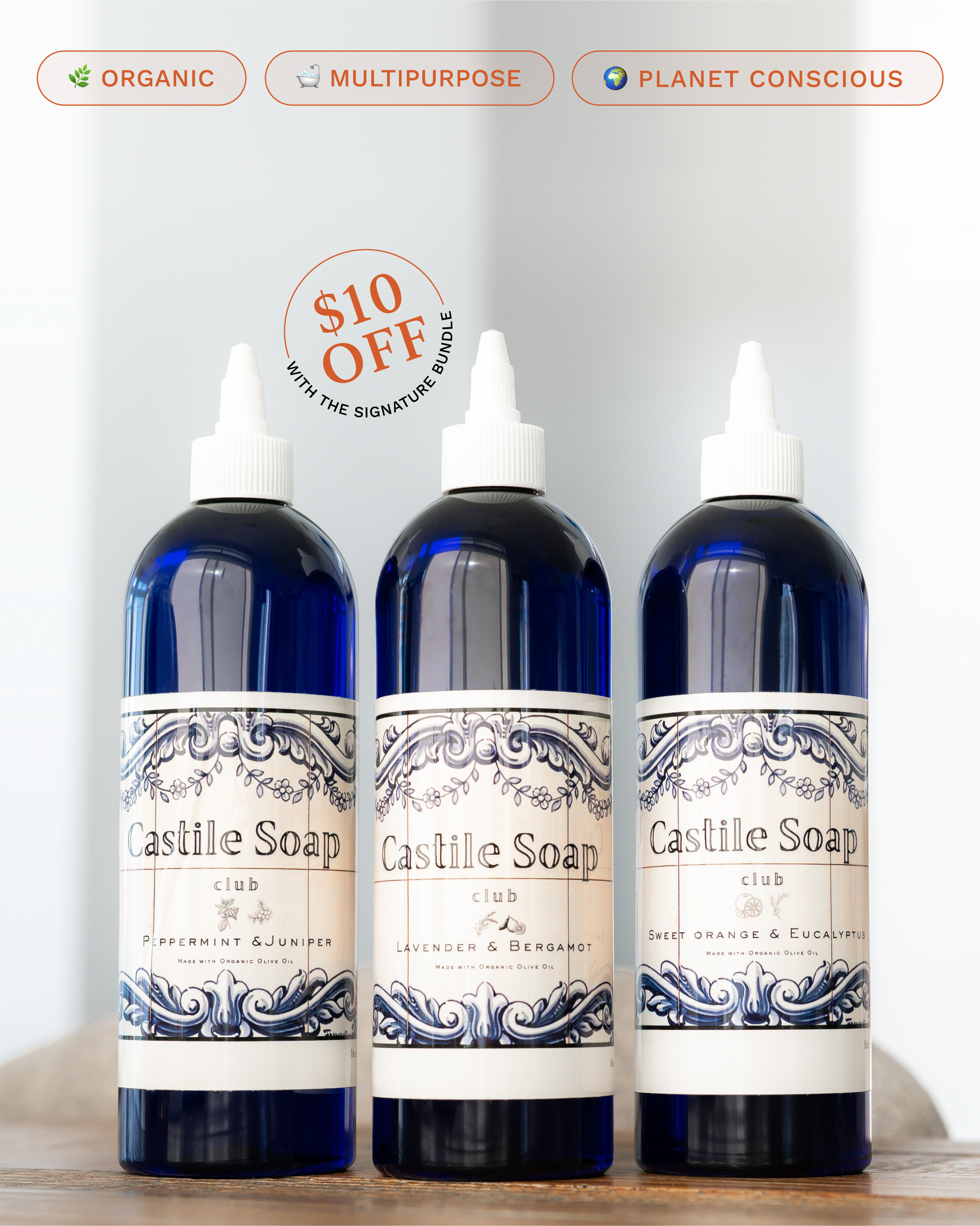 Castile Soap Bottle Bundle | Mediterranean-Inspired, Plant-Powered Clean