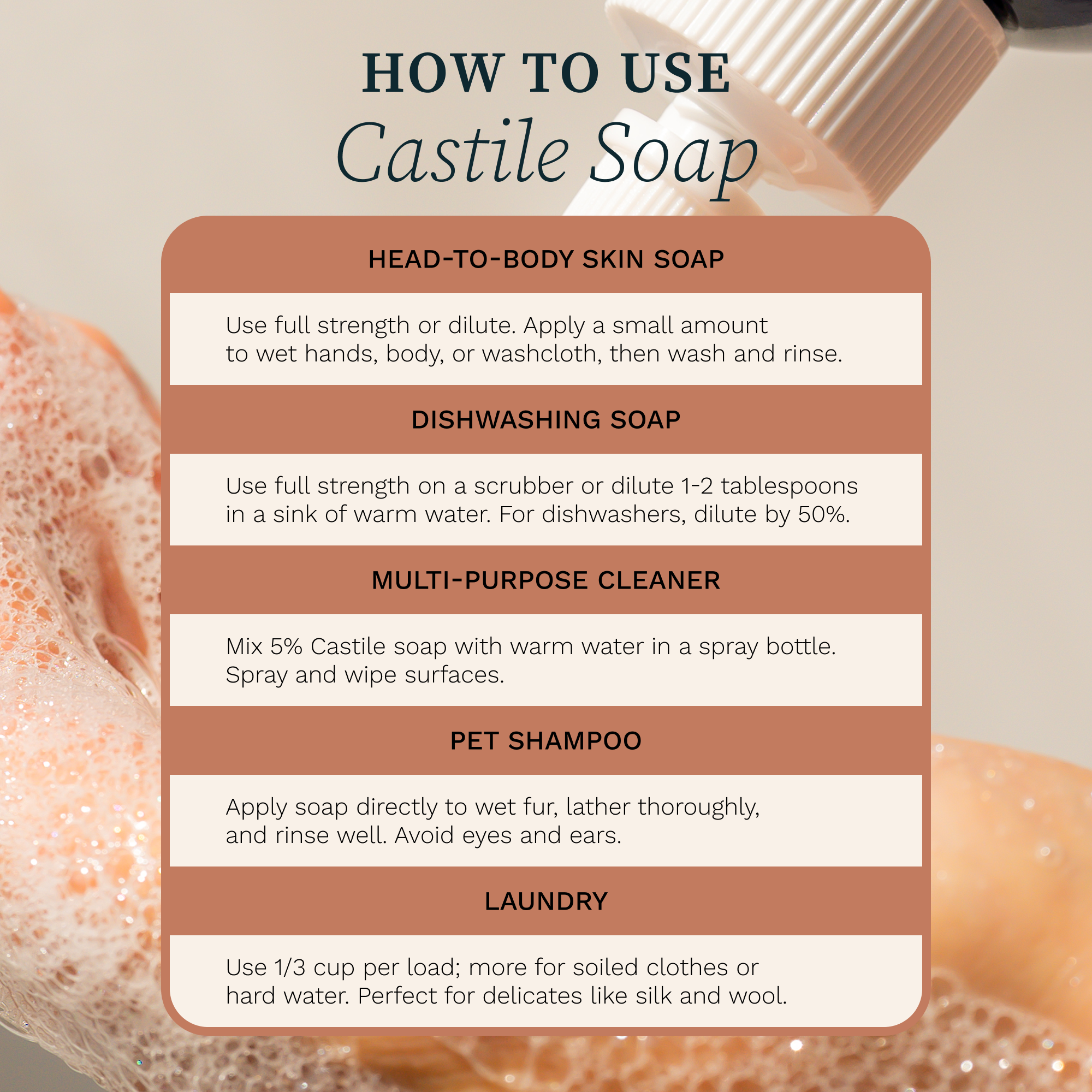 Organic Natural Castile Soap| Refill Pouch| 16.9oz