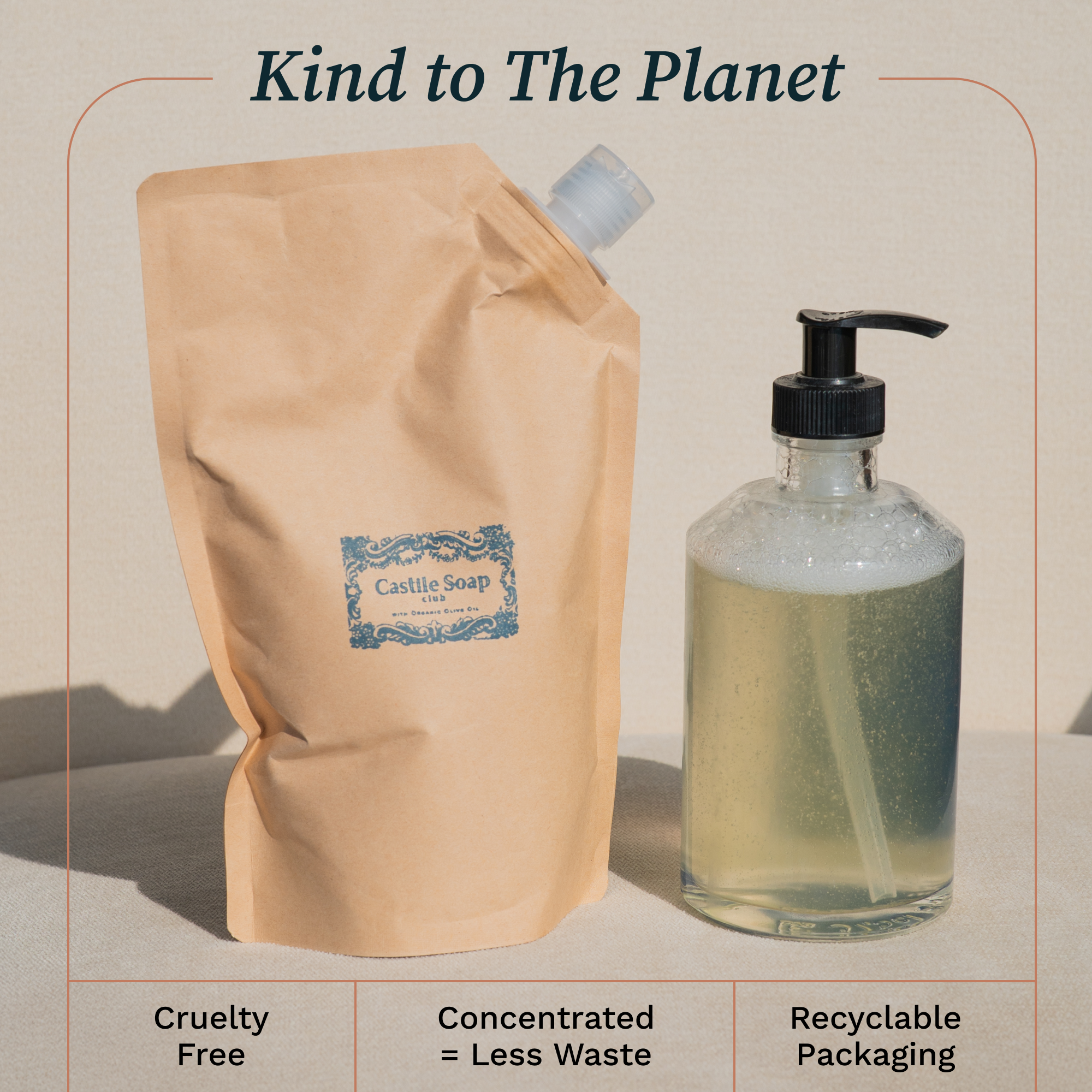 Organic Natural Castile Soap| Refill Pouch| 16.9oz