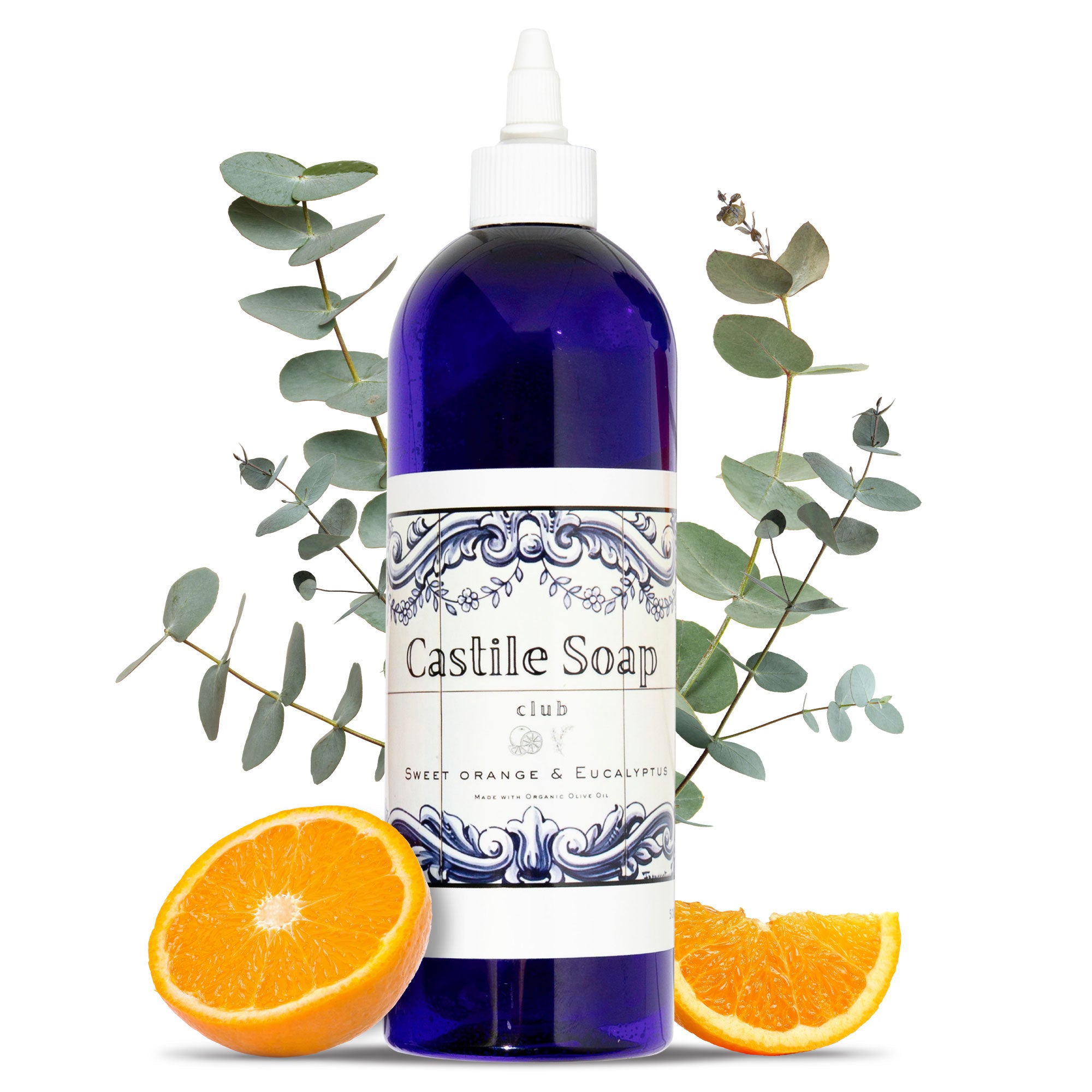 Natural Castile Soap | Organic Ingredients| Sweet Orange & Eucalyptus| 16oz |