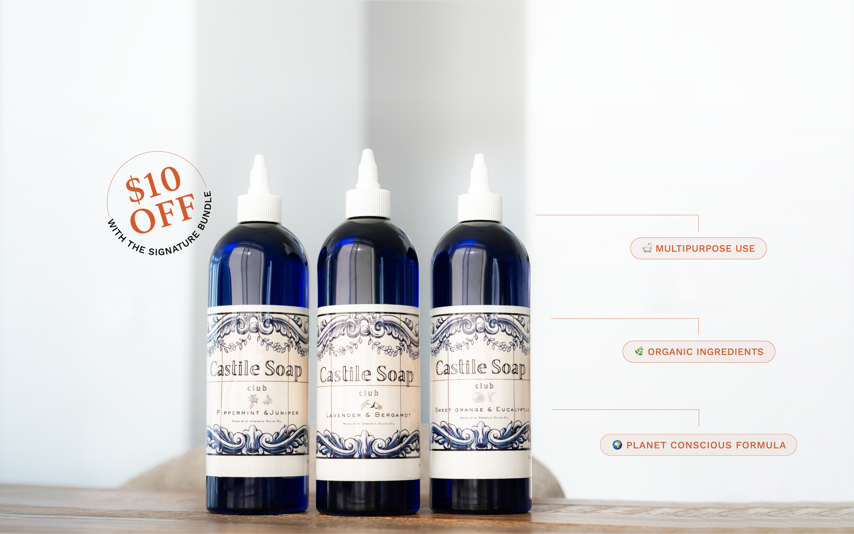 Castile Soap Trio — 3-Bottle Bundle