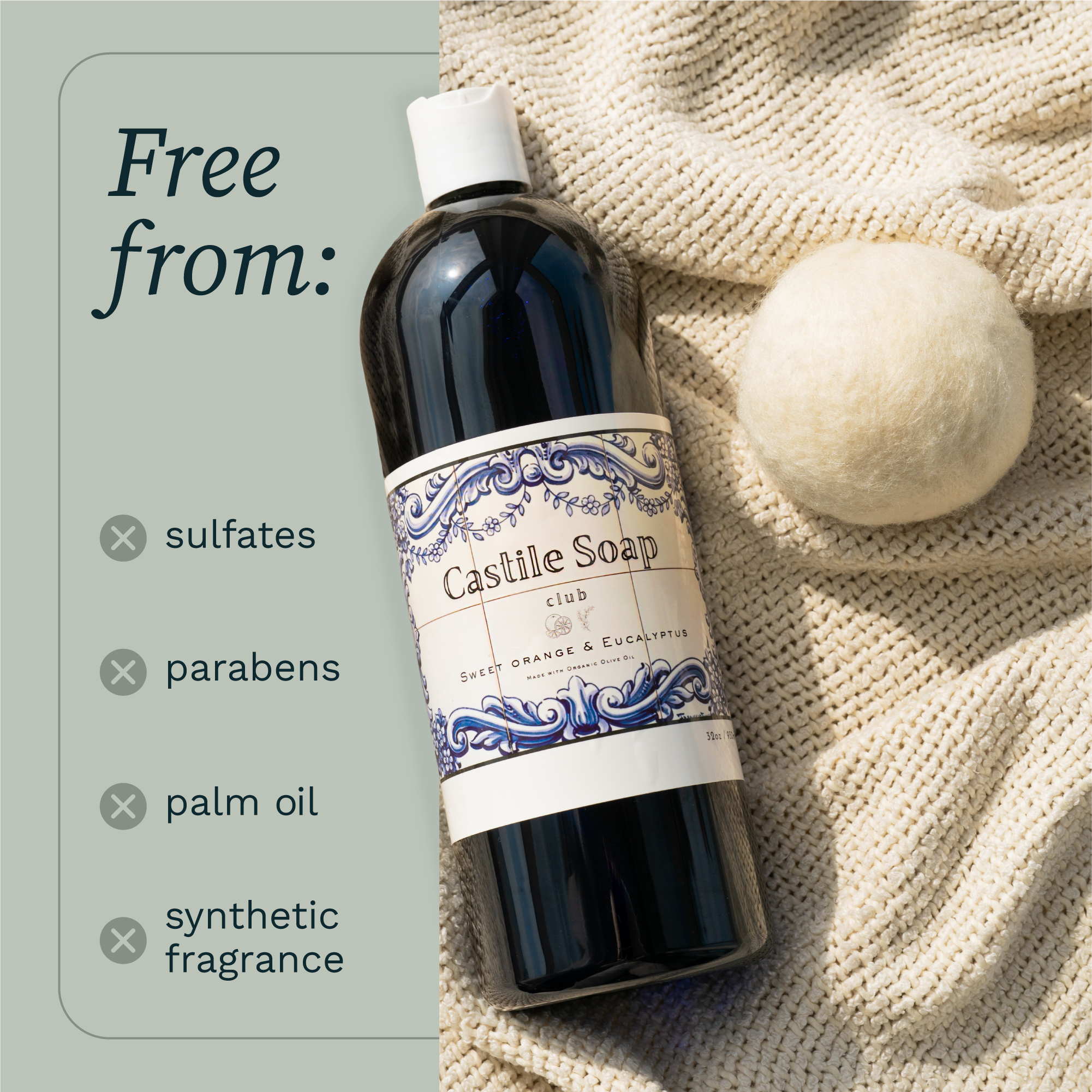 Organic Castile Soap made with Essential Oils| 32oz|